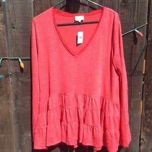 NWT - Deletta Anthropologie Long Sleeve Ruffle Top